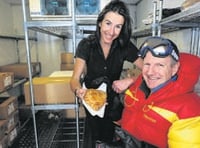 Monmouth Dad training for Arctic in pasty shop freezer