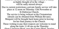 Funeral of Margaret Cave of Whitchurch