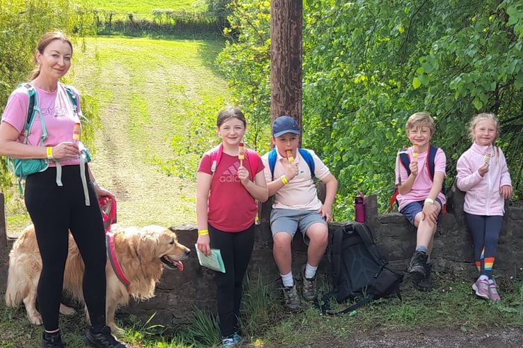 Walkers having a rest during the Walk the Wye charity event