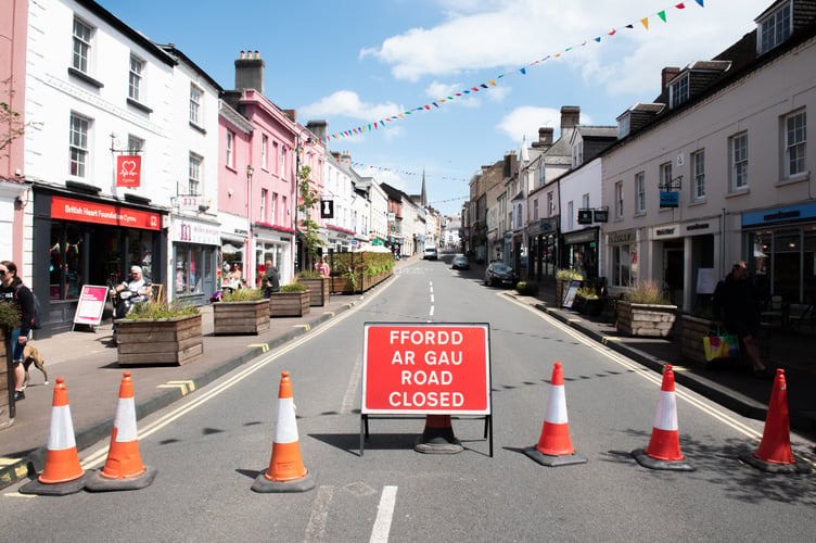 Monnow Street closed to traffic and pedestrians