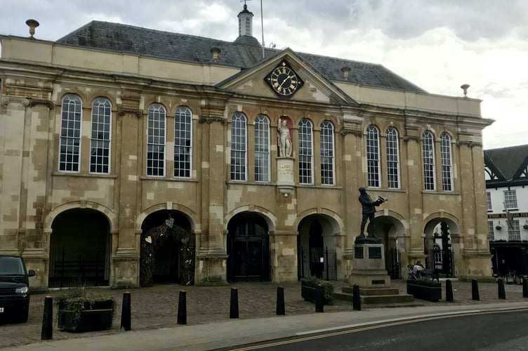 Outside of the Shire Hall in Monmouth town centre