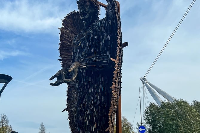 Knife Angel sculpture relates to knives amnesty. Statute in Gwent has been travelling across the UK to highlight knife crime