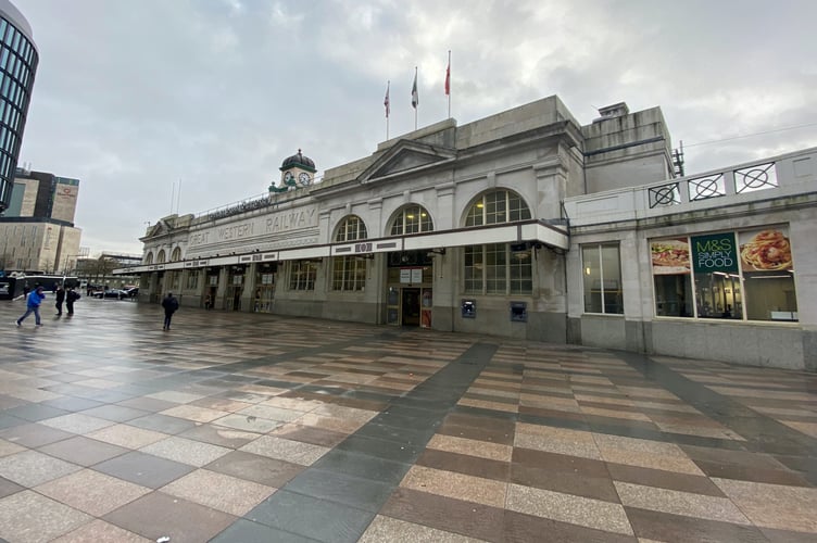 Outside area of Cardiff Central Station