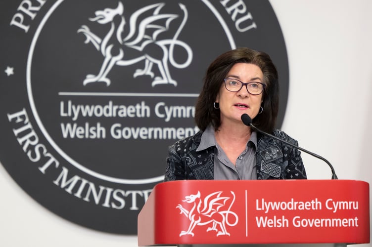 Library shot of health minister Eluned Morgan during a press  conference for Welsh government