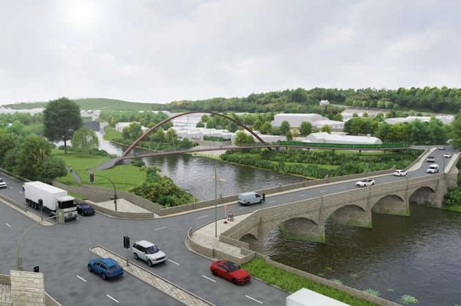 Artist impression of the proposed new bridge over the River Wye