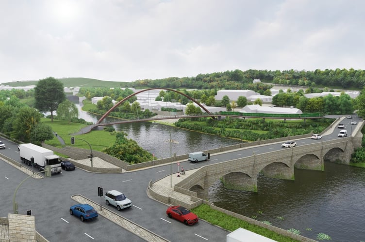 Artist impression of the proposed new bridge over the River Wye