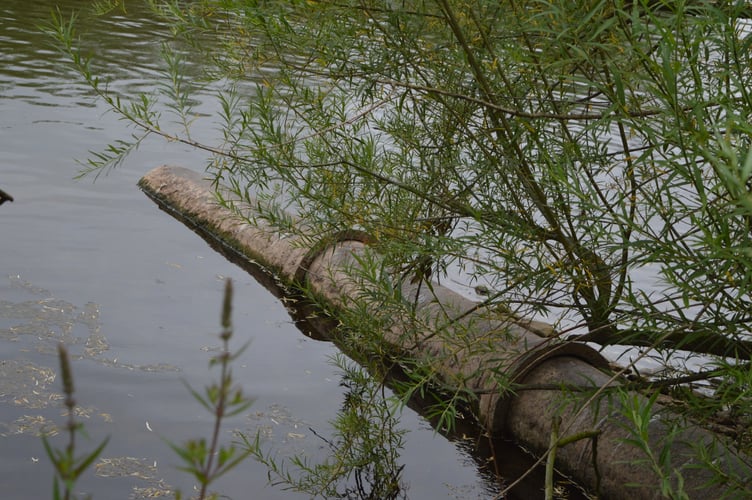 River Wye water discharge pipe, Ross-on-Wye