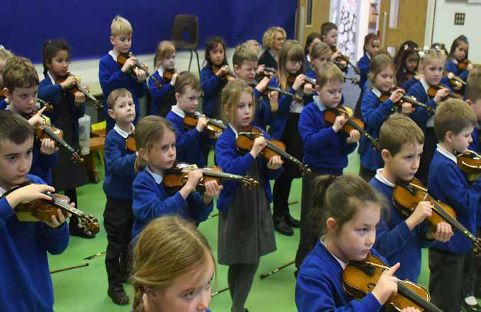 Year Two musicians from Coalway Infant School