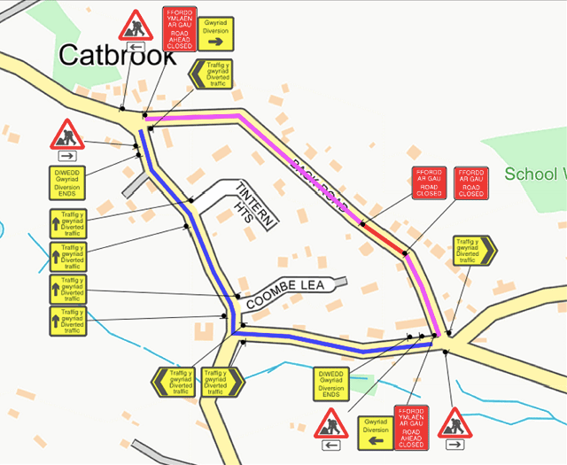 Emergency road closure at Catbrook