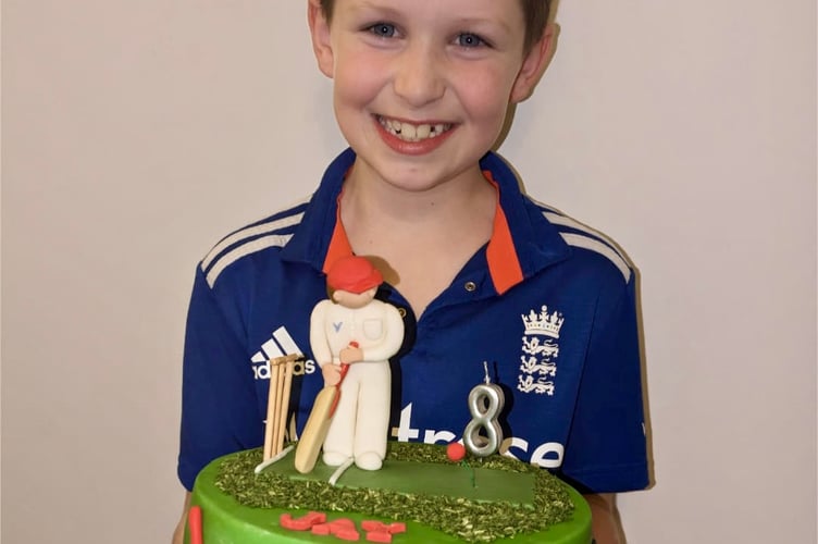 Jay Roberts with his Jonny Bairstow-inspired birthday cake