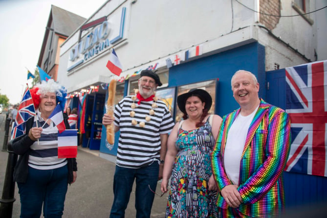 Mayor of Coleford Cllr Nick Penny (right) with fellow town councillors (from left) Marilyn Cox, Stuart Cox and Kerri Robbins get into the Eurovision spirit