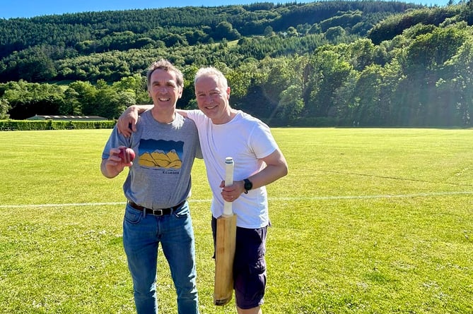 Matt Williams and Aled Jones celebrate victory with Monmouth CC 2nds