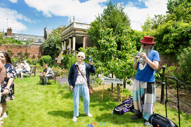 Enjoying the sunny weather on Woggledance Walk