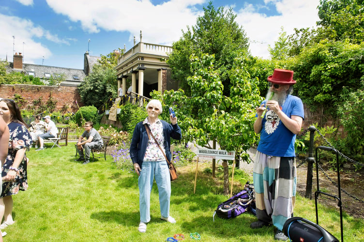 Enjoying the sunny weather on Woggledance Walk