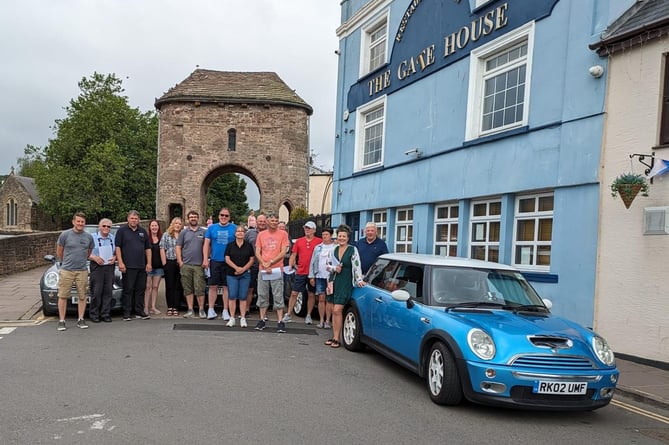 Mini enthusiasts at the Monnow Bridge