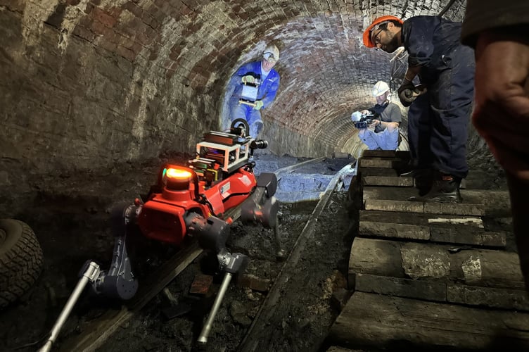 Robot dog Anymal starts its walk from Wallsend Colliery to Yorkley.