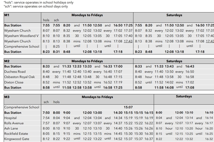 Bus timetable