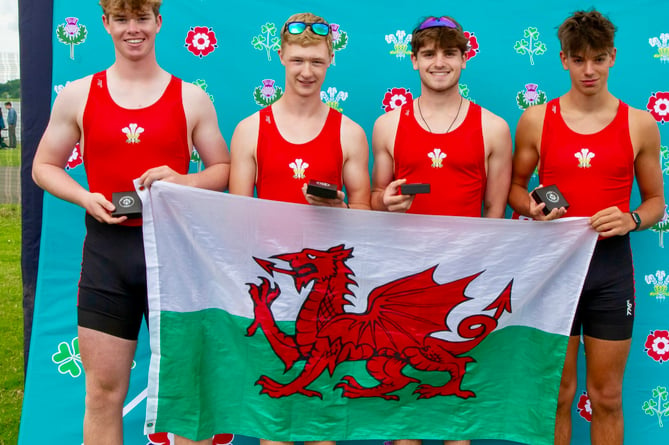 George Coates, left, with the winning Wales junior men's quad scull