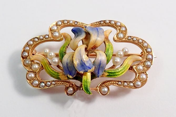 Art Nouveau Enamel Brooch