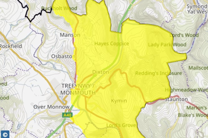 The phosphate vulnerable zone around Monmouth