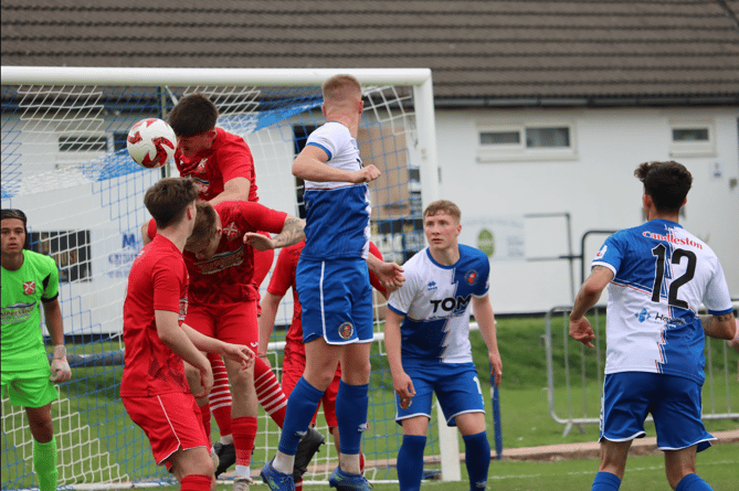 Goalmouth action from the Chepstow v Abergavenny cup clash