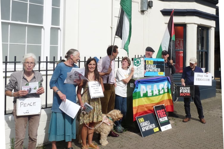 The peace gathering on Monnow Street