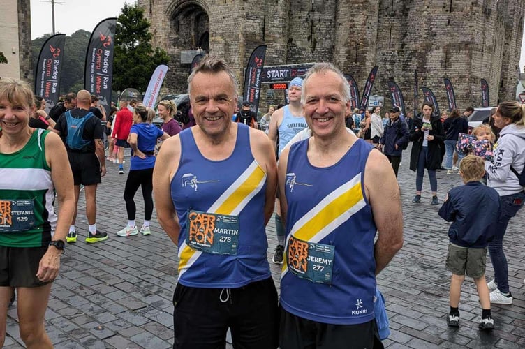 Spirit duo Jeremy Creasey and Martin Blakebrough ran the Caernarfon half marathon. Photo: Spirit of Monmouth RC