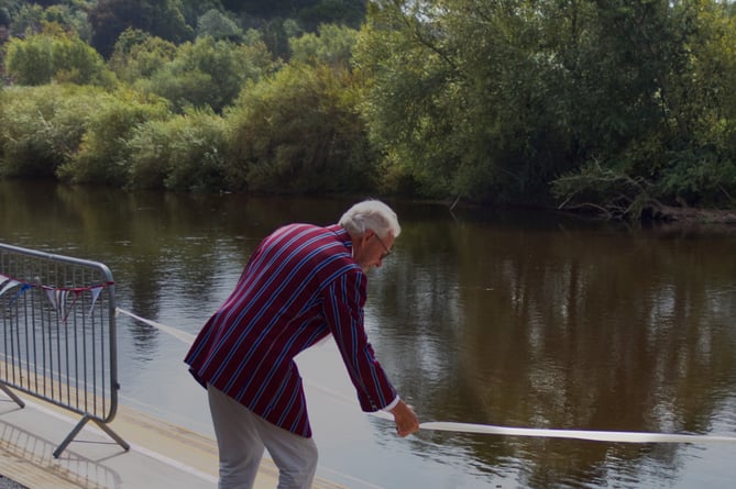 Jeremy Picton-Turbervill cuts the tape at the new steps