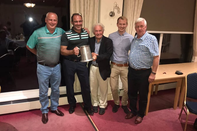 Brian Huggett with Ross Golf Club members at a presentation in 2017