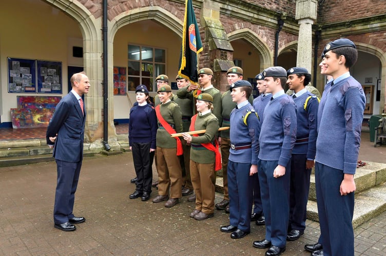 Talking to the CCF cadets that formed the guard of honour