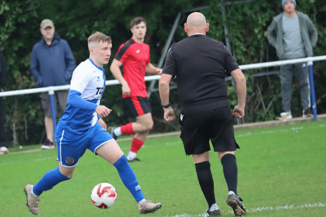 Out the way ref! But it didn't stop Chepstow winning 3-1. 