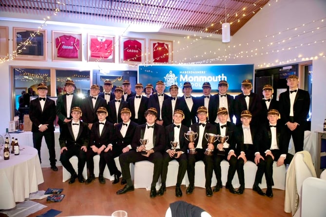 Haberdashers Monmouth rugby players with their awards