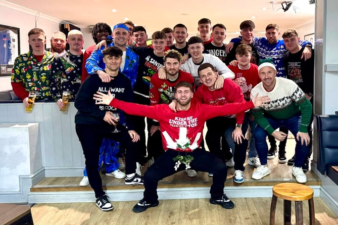 Chepstow Town's players enjoyed a Christmas jumper night after all three of their teams won