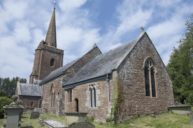 The church wall at Llangarron church was damaged