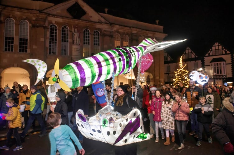 Lighting up the dark evening with the glow of a lantern parade