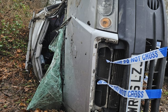 Tyler's overturned Peugeot Expert. A mother described how she was left terrified her unborn baby had suffered harm after her van rolled over after being hit by a deer. Tyler O'Brien, 29, Coleford, Gloucestershire, was driving to work on January 25, 2024 when a deer collided with his Peugeot Expert on Worrall Hill, causing the vehicle to roll twice. Tyler, who was 13 weeks pregnant at the time, said: "Looking back, I feel extremely grateful and lucky that neither I nor my baby came to any harm. "It was quite traumatic, but now I don't take life for granted." 