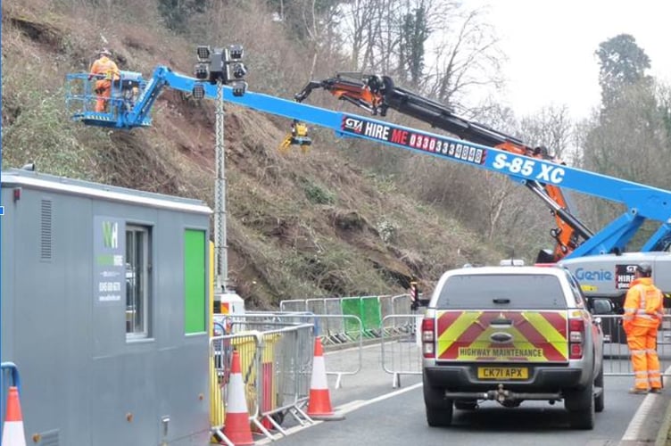 Work continues on the landslip of the A40