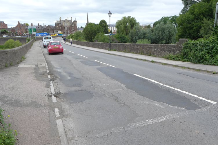 Potholes have been a recurrent problem on Monmouth's Wye Bridge