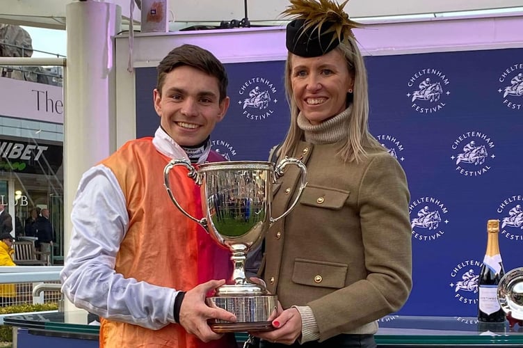 Ben Jones and Rebecca Curtis celebrate with the Princess Royal cup